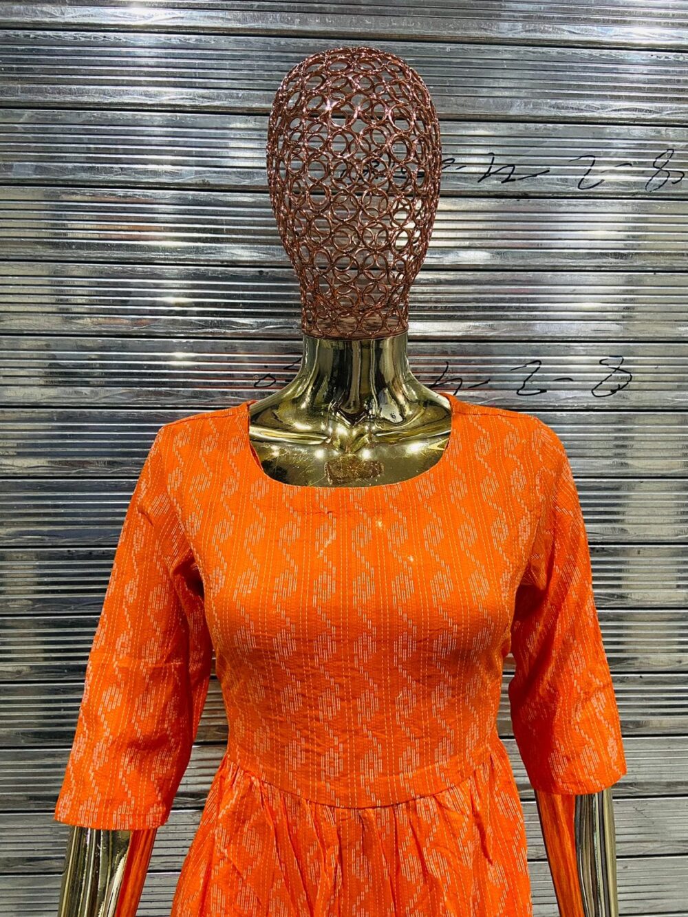 Beautiful western Cotton gown Thread print wovan design half sleeve with dori 💃 - Image 10