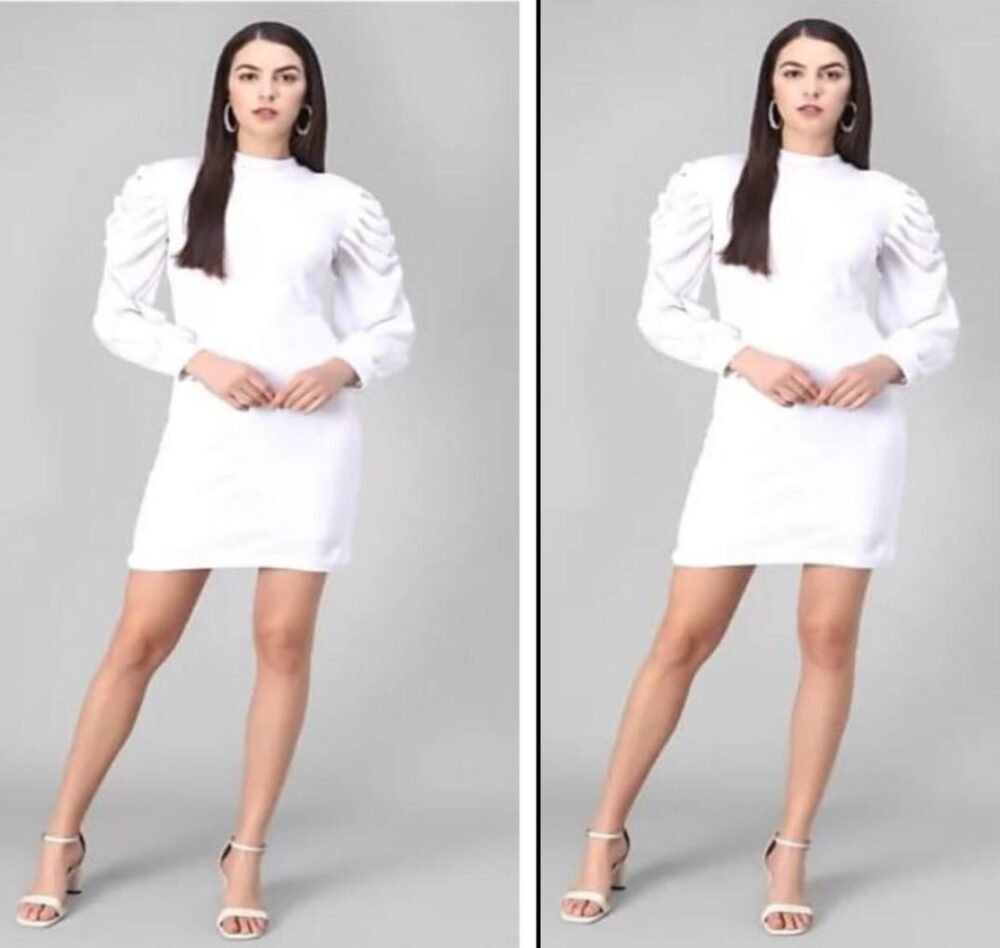 White Puff Sleeve BodyCon Dress