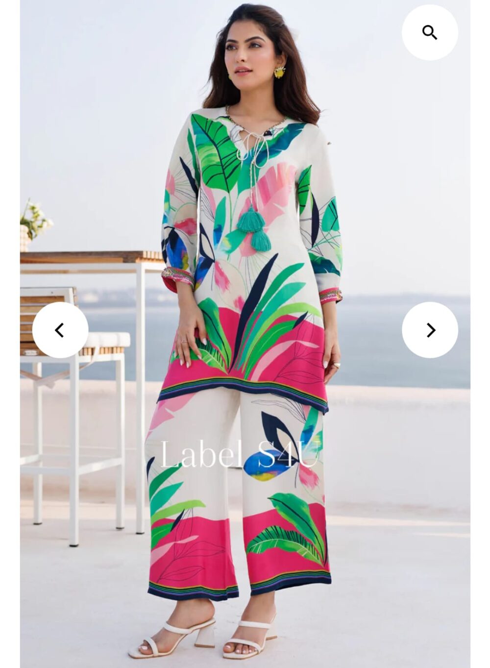 Enjoy New co-ord set Flower Maslin print  Kurta Pant set with amazing  Hand work Work