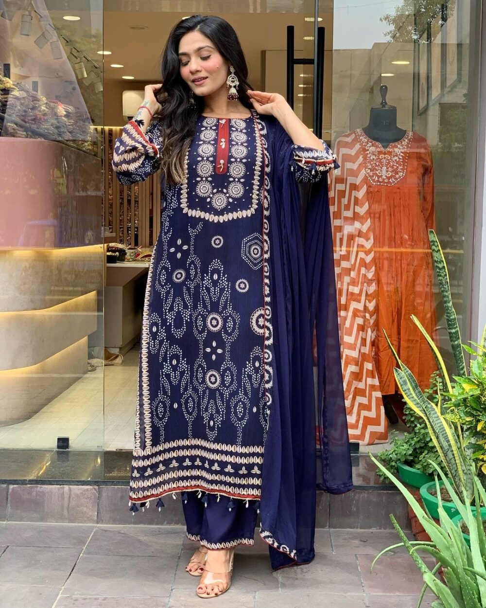 *Wrap yourself in elegance this festive with our NAVY BLUE READYMADE Suit , - Image 3