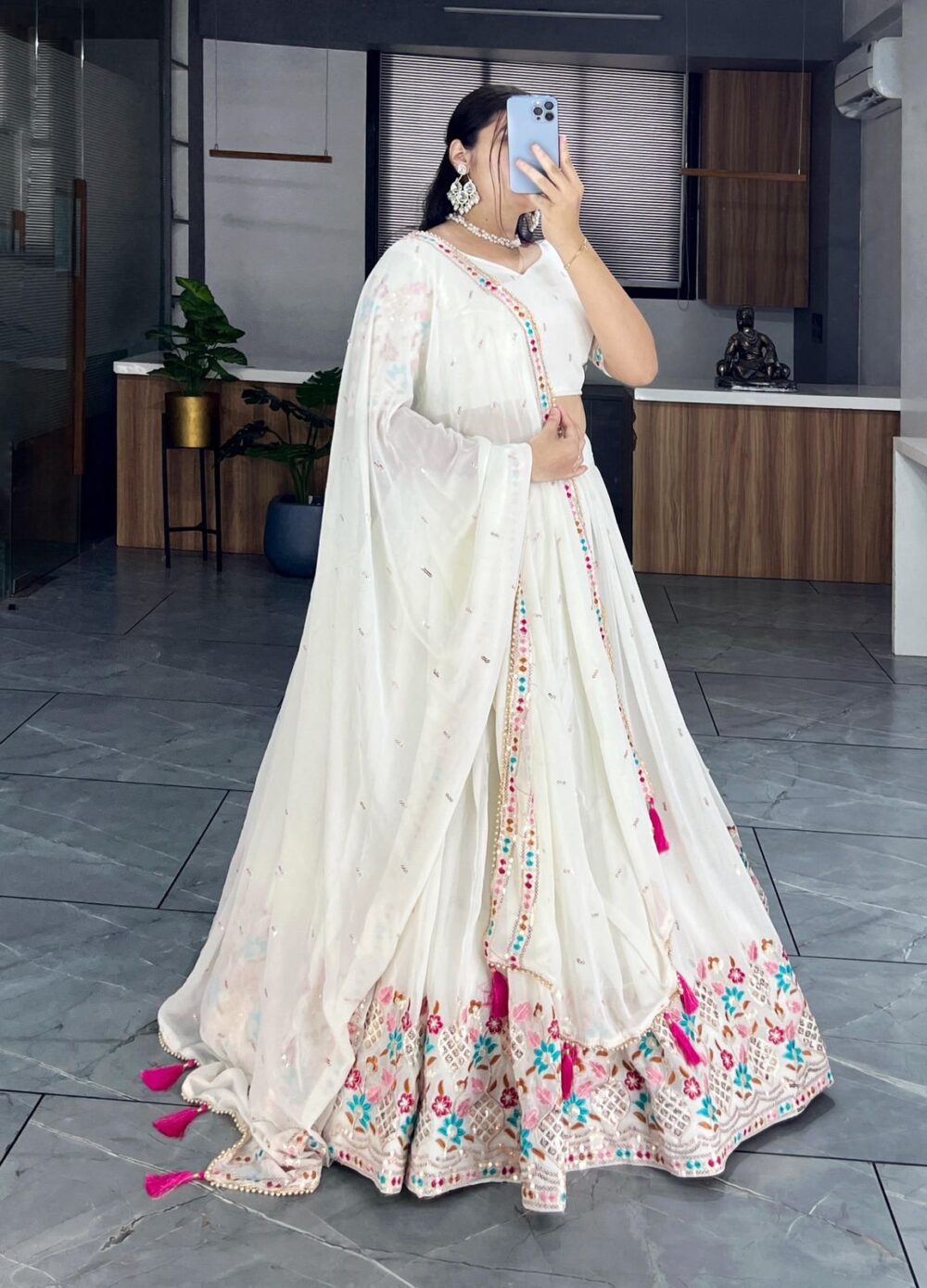 *_Classical Off White Embroidery Lehenga Collection_*👜 ✨ - Image 4