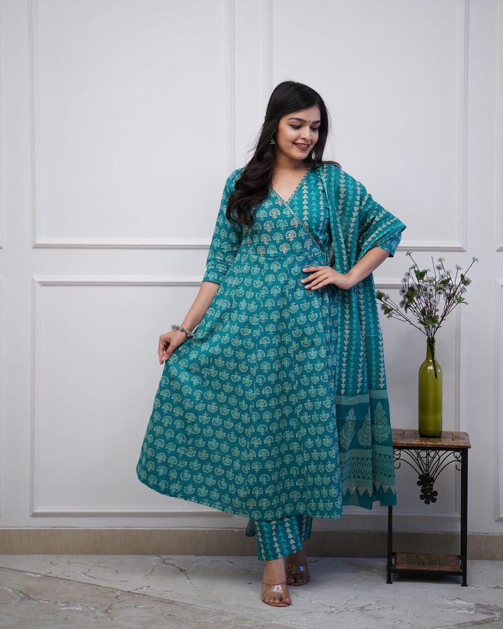 _New Angrakha kurta set with new style in saganeri block  print_