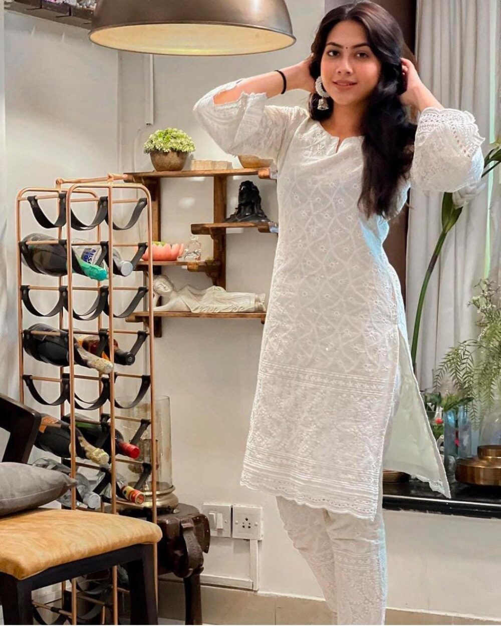 Beautiful COTTON CHIKANKARI KURTI WITH PANT SET