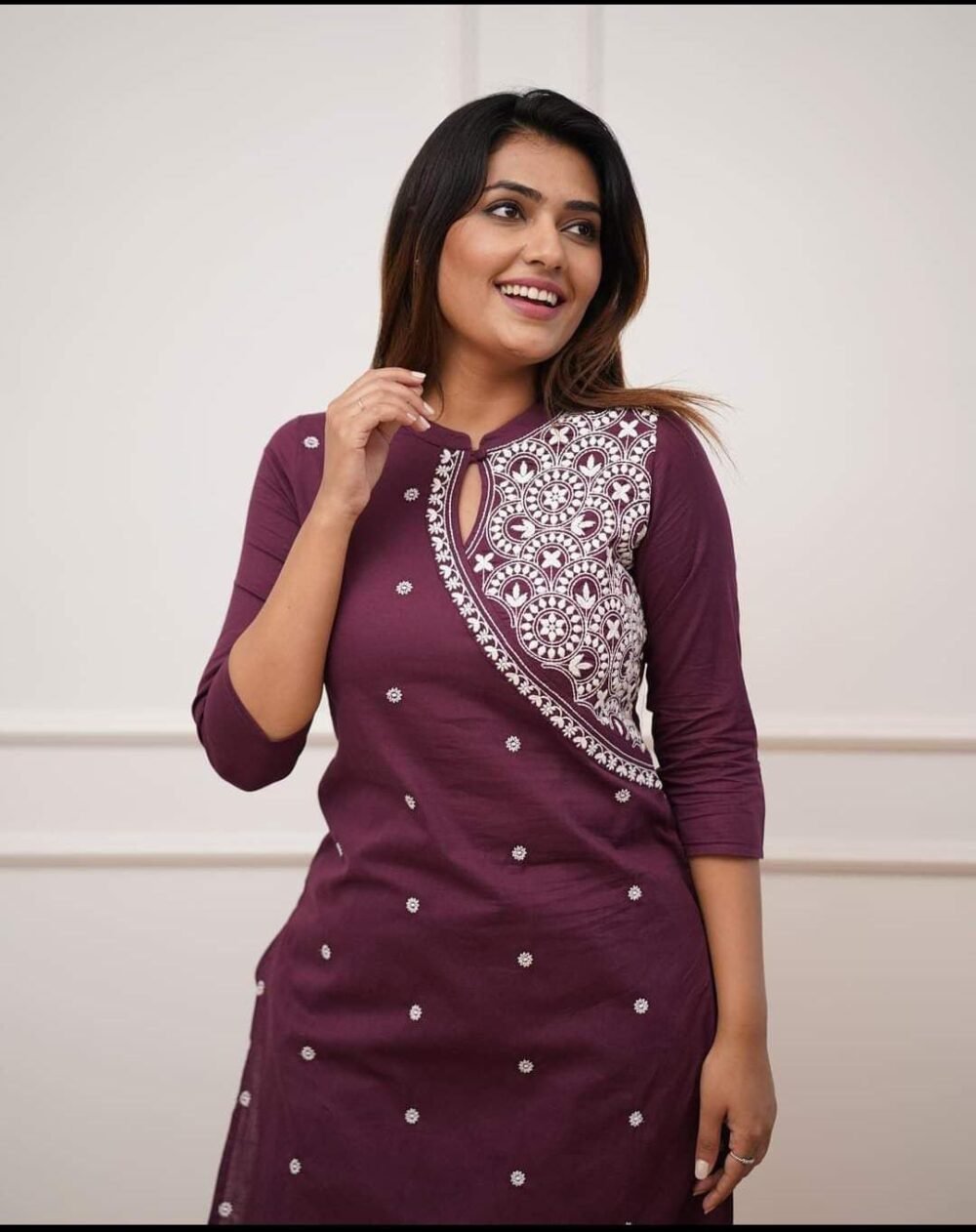 Upgrade your office wear wardrobe with this classy kurti pant  with embroidery detailing for all day comfort and trendy look🌸🌸 - Image 5