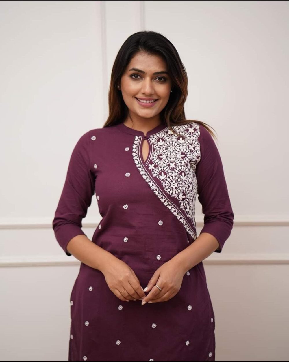 Upgrade your office wear wardrobe with this classy kurti pant  with embroidery detailing for all day comfort and trendy look🌸🌸 - Image 4