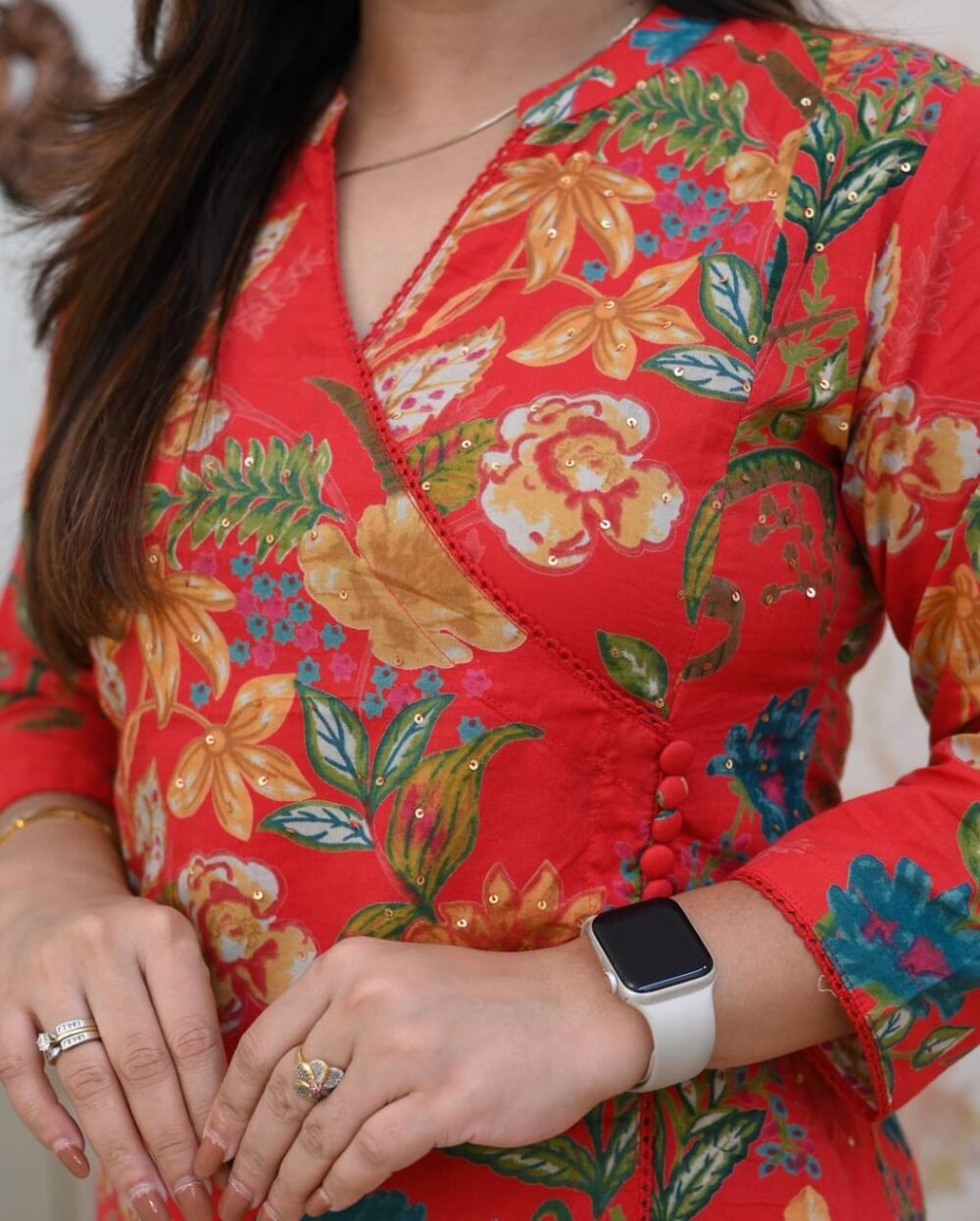 Look stylish in our new Hand Block print Long slit Cotton 60'60 kurta pant set for all day comfort - Image 7