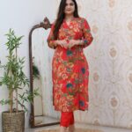 Look stylish in our new Hand Block print Long slit Cotton 60'60 kurta pant set for all day comfort