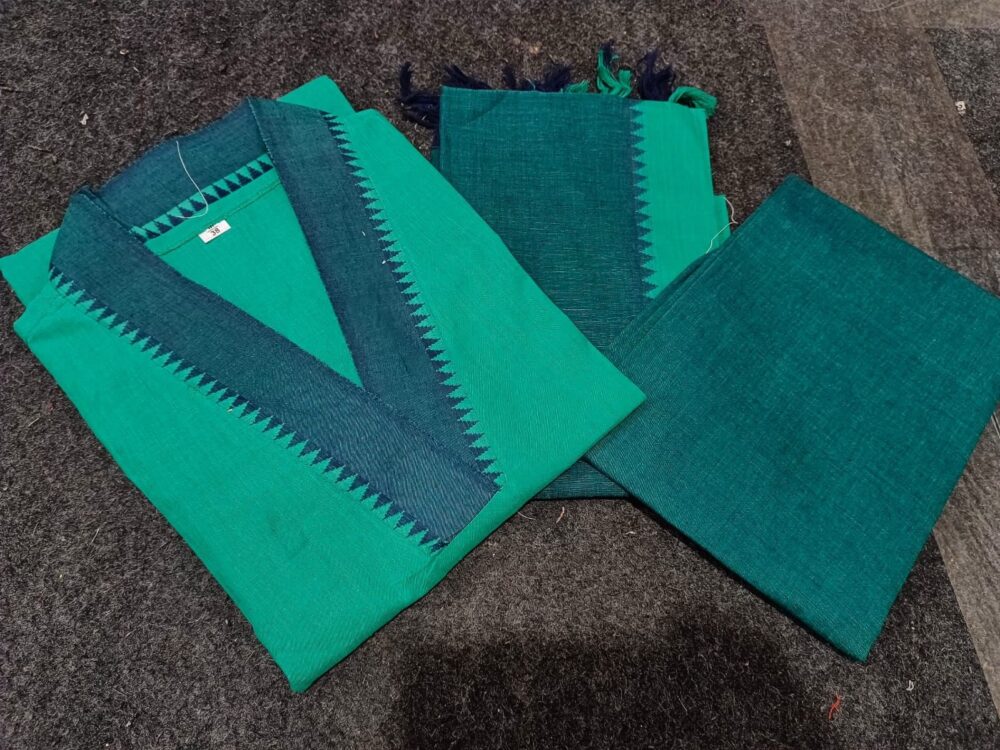 Product*premium South cotton handloom kurti with temple border on yoke and sleeves Paried with handloom cotton pants and dupatta* - Image 6