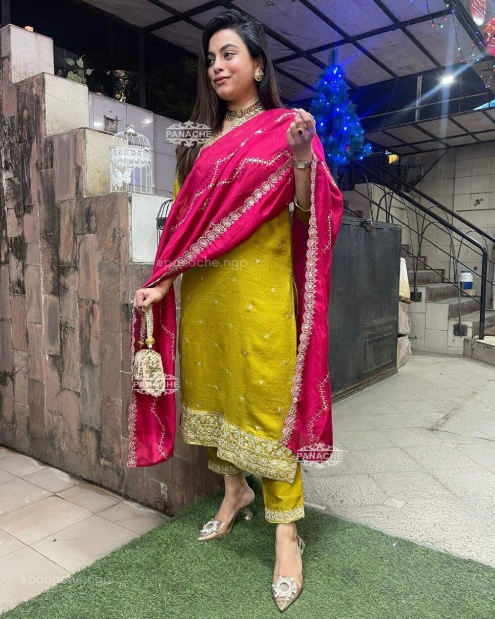 NEW colour 3-pair Suit Set you've described seems to be a party wear outfit made from have pure chinon fabric with sequence embroidery work .(3-Pair)
Code : GCC0010 - Image 9