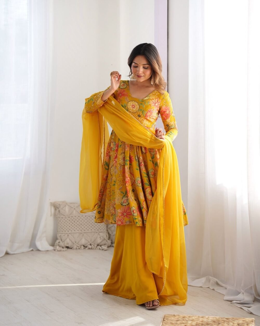 KEDIYAKURTA FABRIC*:👗HEAVY PURE SOFT ROMANSILK CHANDERI DISCHARGE PRINT FABRIC