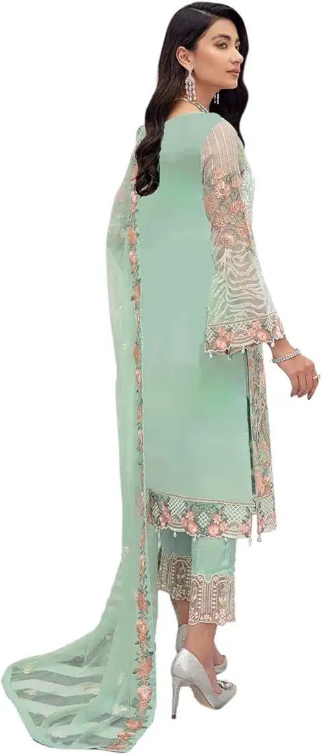 Top With Unstitched Santoon Bottom and Nazmin Dupatta Embroidered Straight Top Dress Material (Pakistani Salwar Suit) - Image 4