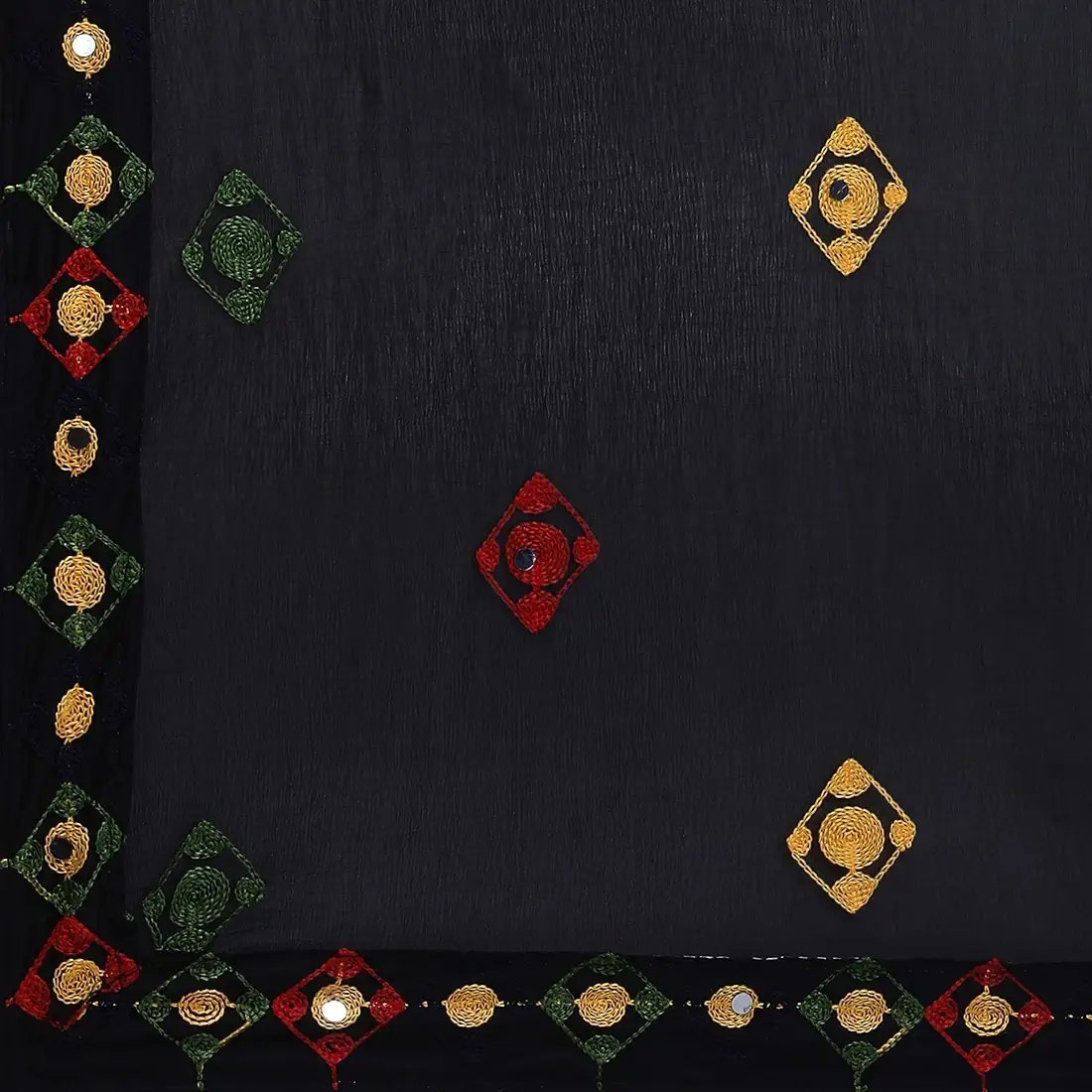 Women's Fashion Chanderi Cotton Embroidered And Mirror Work Unstitched Salwar Suit Material - Image 23