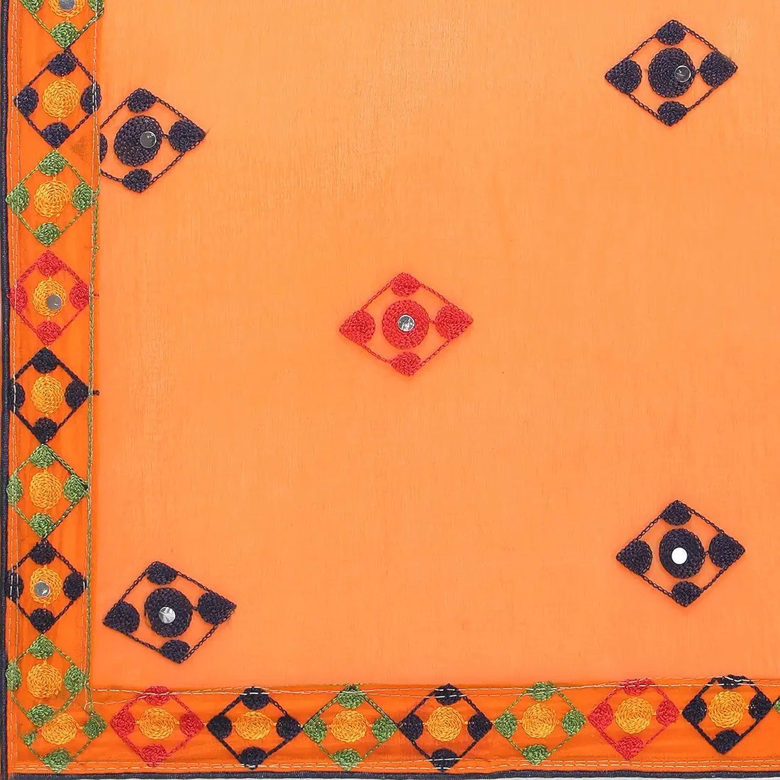 Women's Fashion Chanderi Cotton Embroidered And Mirror Work Unstitched Salwar Suit Material - Image 14