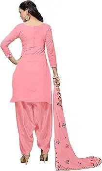 Women's Fashion Chanderi Cotton Embroidered And Mirror Work Unstitched Salwar Suit Material - Image 9