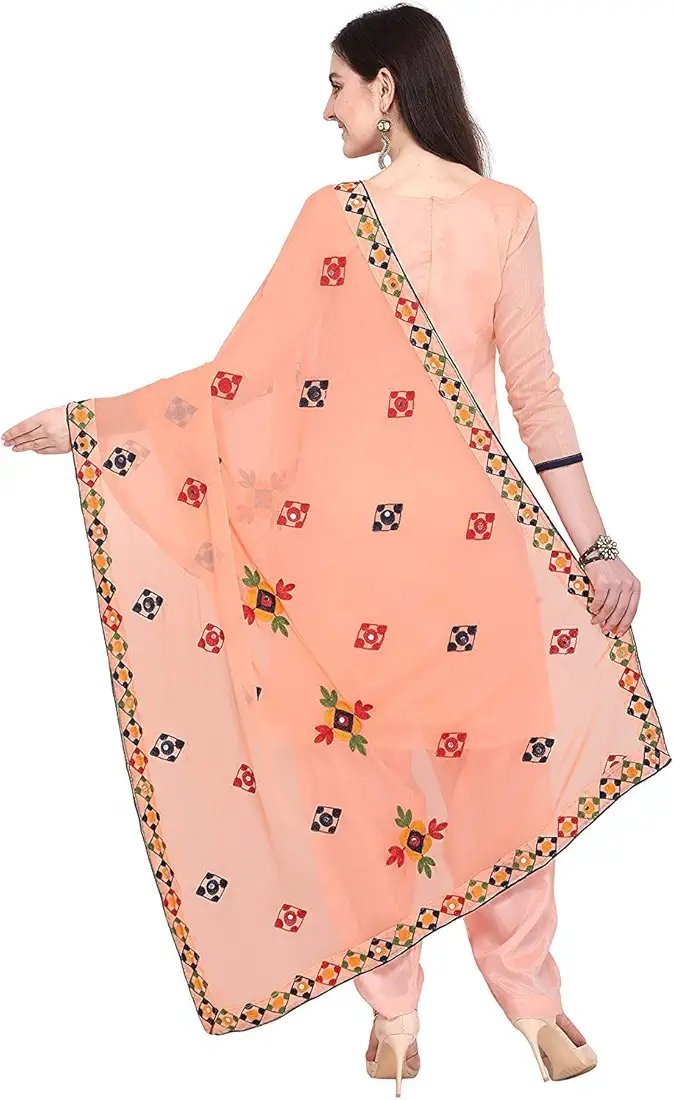 Women's Fashion Chanderi Cotton Embroidered And Mirror Work Unstitched Salwar Suit Material - Image 20