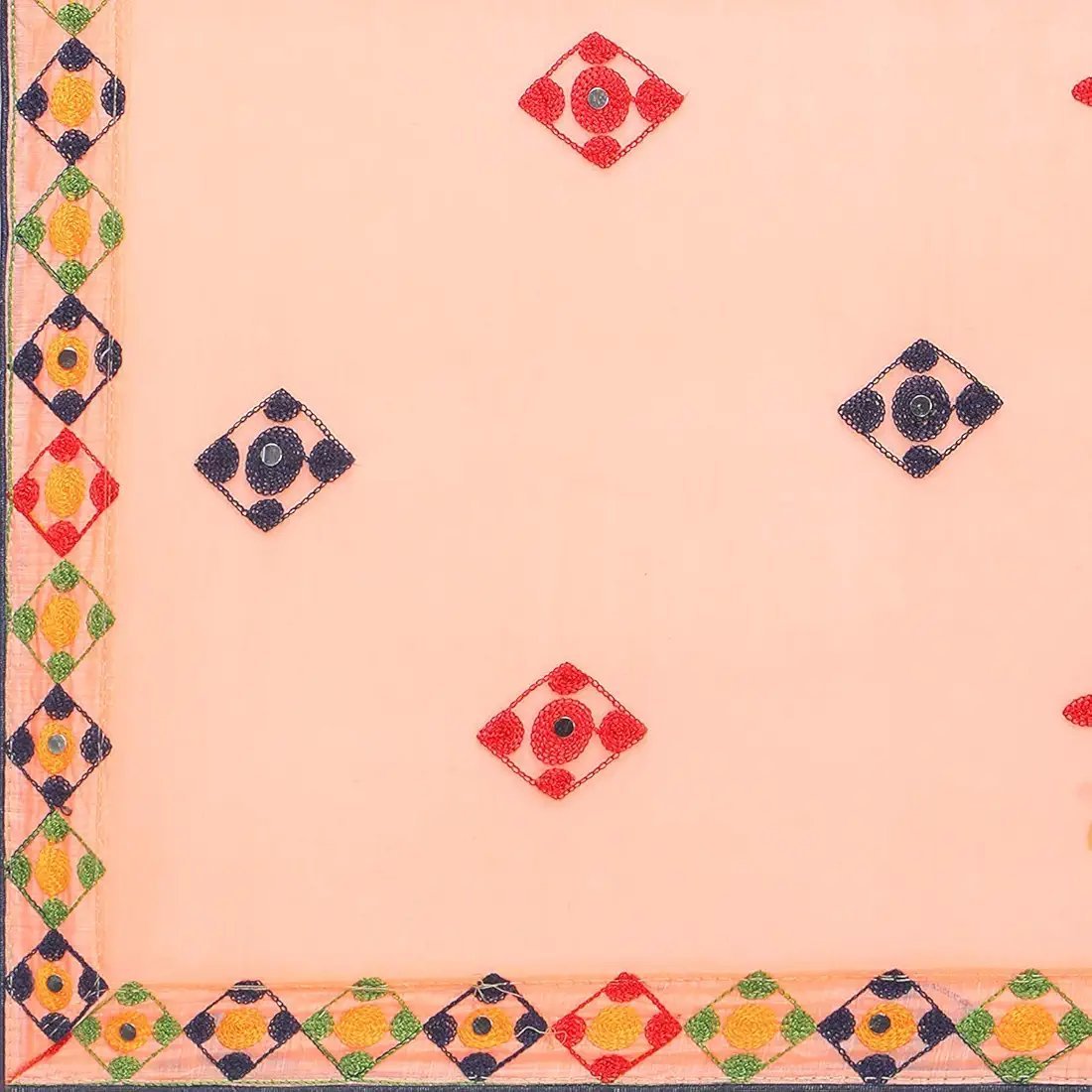 Women's Fashion Chanderi Cotton Embroidered And Mirror Work Unstitched Salwar Suit Material - Image 25