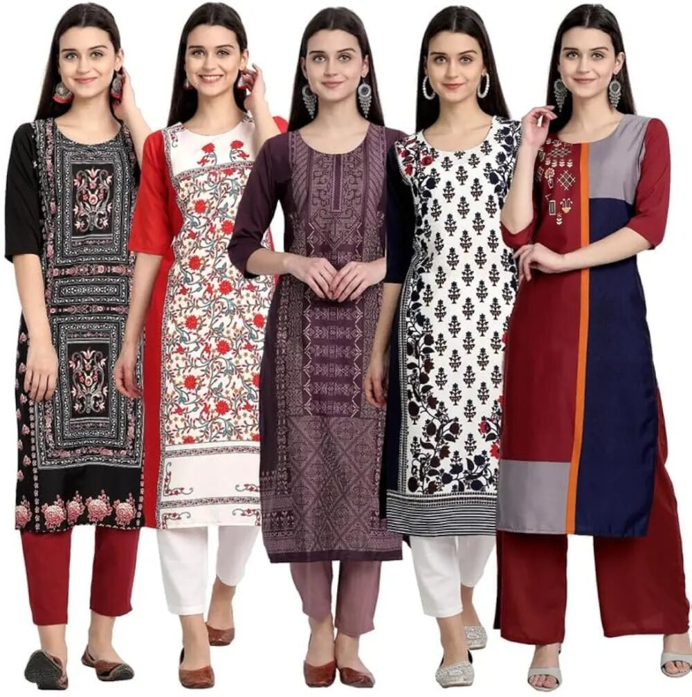 VALUE PACK ALERT! AA pack of 5 stunning Crepe Kurti - Image 3