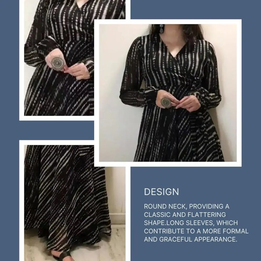 ELEGANT GEORGETTE ANARKALI GOWN

Shop now at Modernfashions.in and get a stunning Women's Georgette Long Sleeve Round Neck All Over Print Maxi Length Anarkali Stitched Gown! - Image 6
