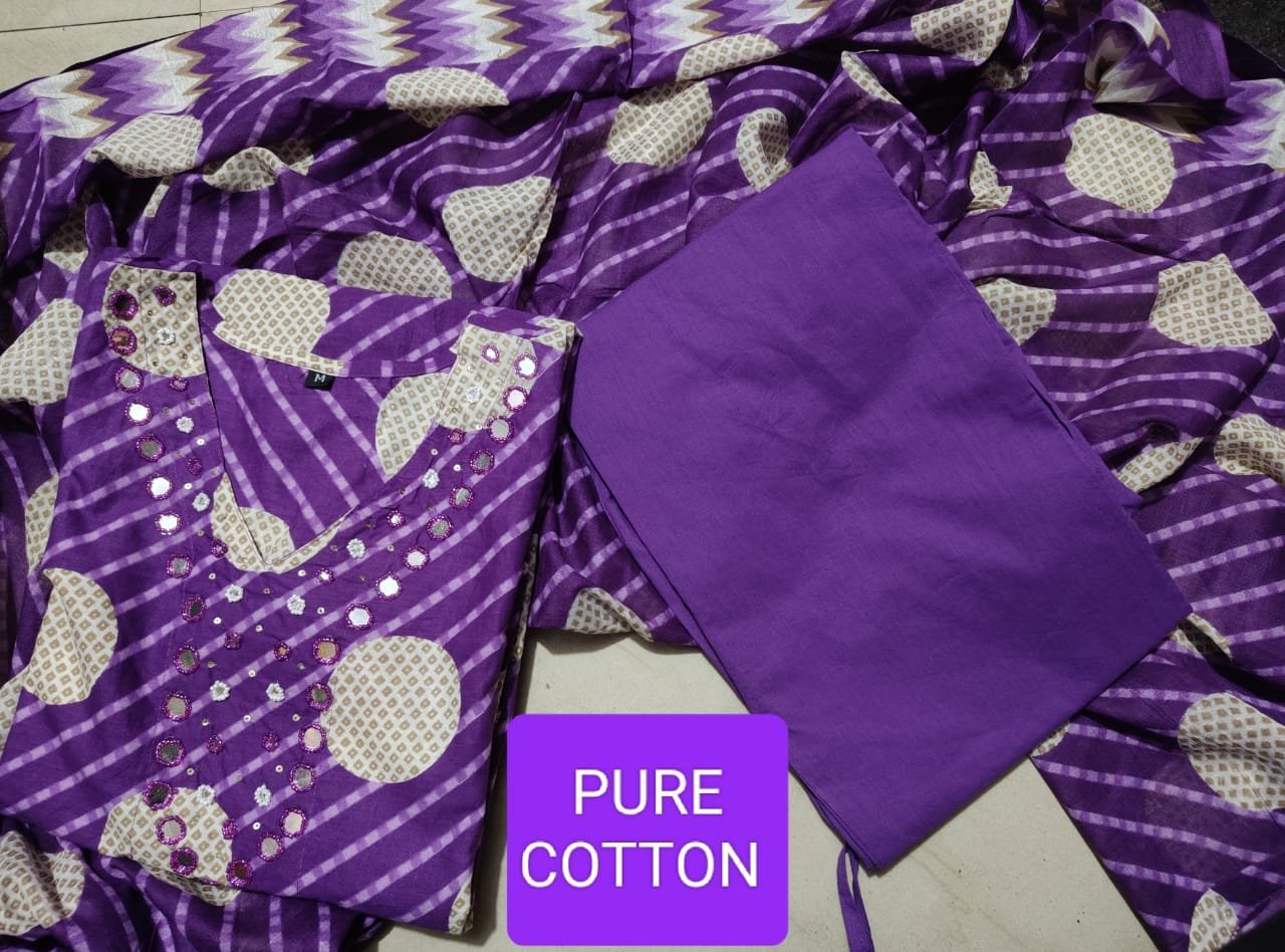 *Look stylish in our new Polka Dot,Cotton 60'60 kurta pant & duppata set for all day comfort* - Image 8