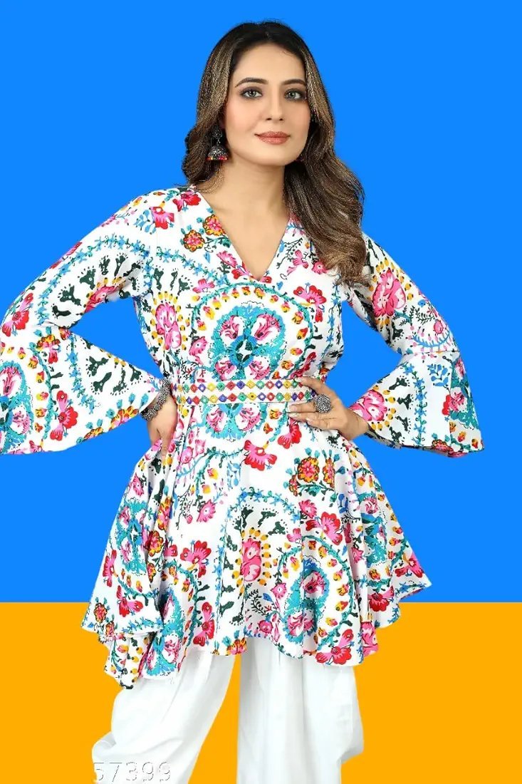 Elevate your ethnic style with this stunning Floral Print Cotton Kurta and Dhoti Set for Women. - Image 7