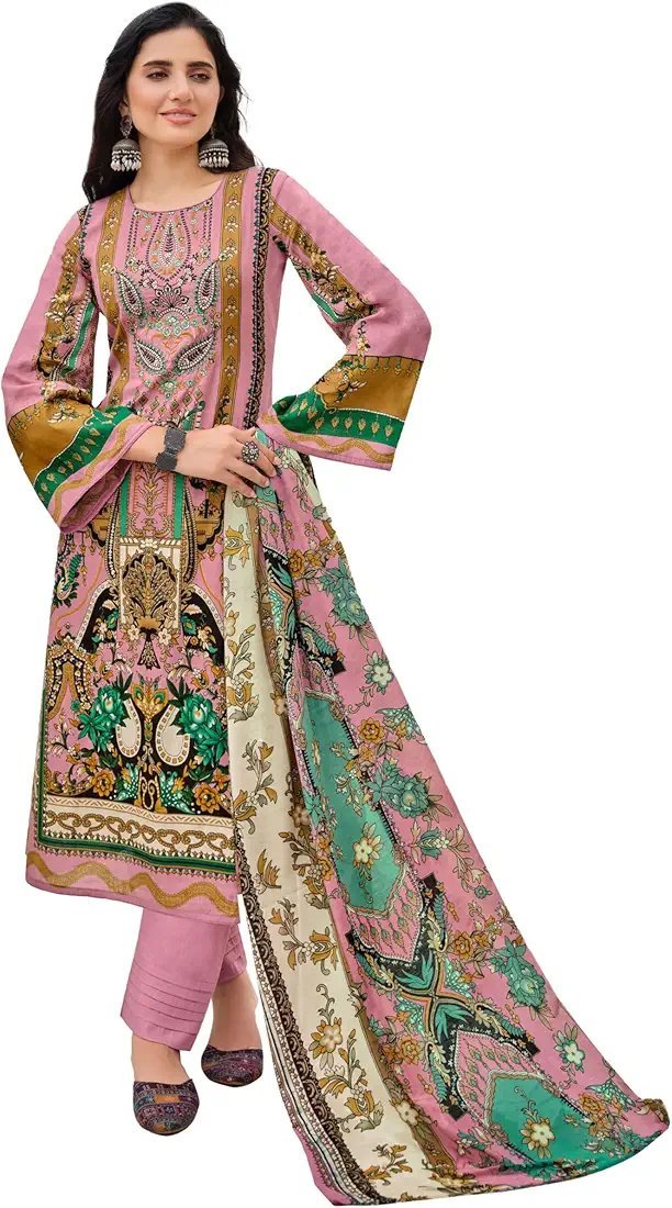 This lawn cotton Pakistani embroidered suit dress material with unstitched bottoms and cotton dupatta seems like a great option for various occasions - Image 11