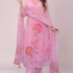 ProductThis women's off-white organza embroidered and printed straight kurta with viscose rayon pant and organza printed dupatta set seems like a great option for various occasions.