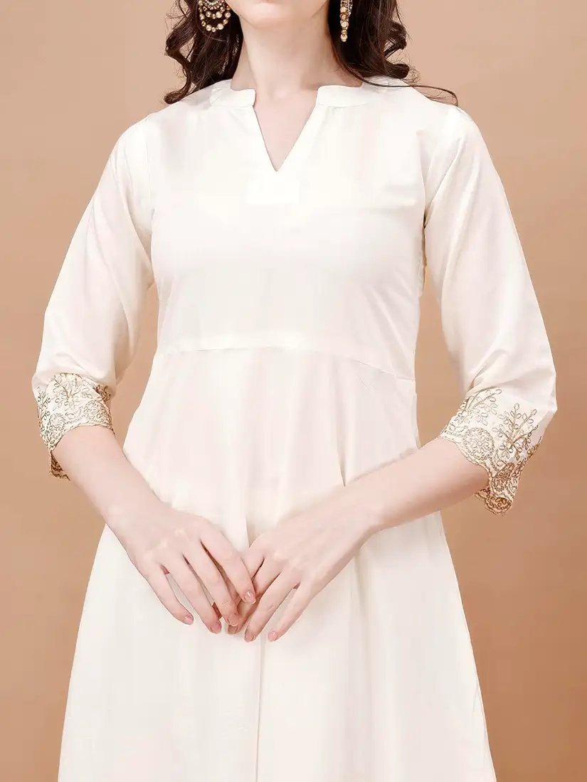 This women's Chanderi silk embroidered Anarkali kurta set seems like a great option for traditional and party wear. - Image 16