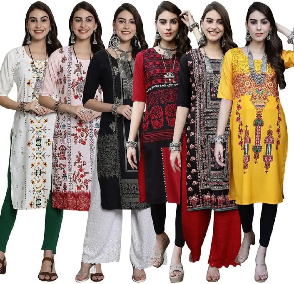 This pack of 6 printed kurtis for women seems like a great option for those looking for a classic and timeless traditional look. - Image 5