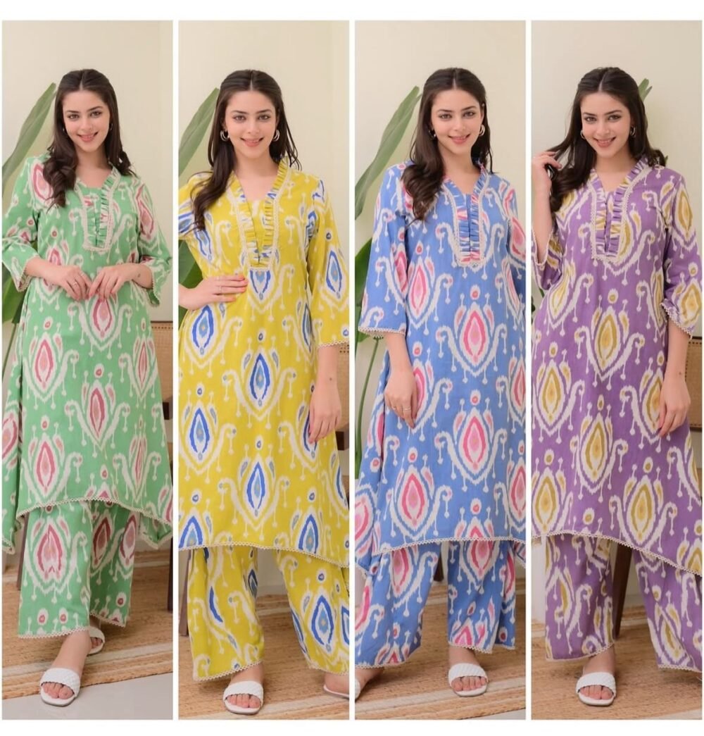 This appears to be an advertisement for a new A-line cord set with a Jaipur print. Here are the key features: