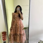 This peach tulip georgette dress seems like a lovely option for any occasion.