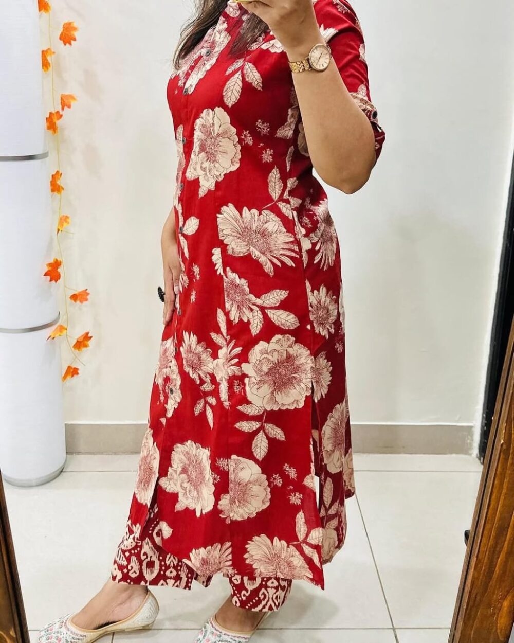 This new launch premium floral fine cotton kurti Palazzo set seems like a fantastic option for a stylish and comfortable outfit. - Image 4