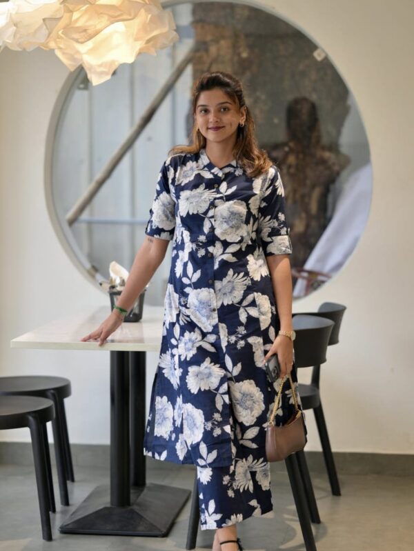 This new launch premium floral fine cotton kurti Palazzo set seems like a fantastic option for a stylish and comfortable outfit.