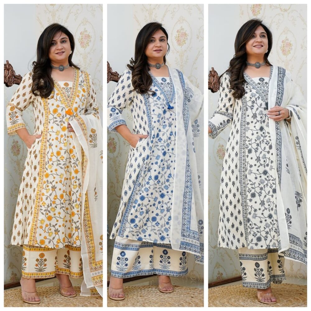 This new summer collection cotton suit seems like a beautiful and stylish option.