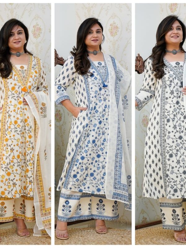 This new summer collection cotton suit seems like a beautiful and stylish option.