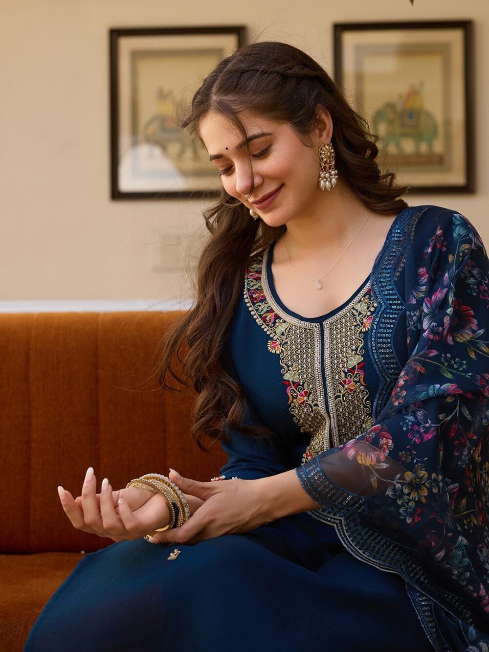 This kurti with pant and dupatta set seems like a stunning and elegant outfit. - Image 3