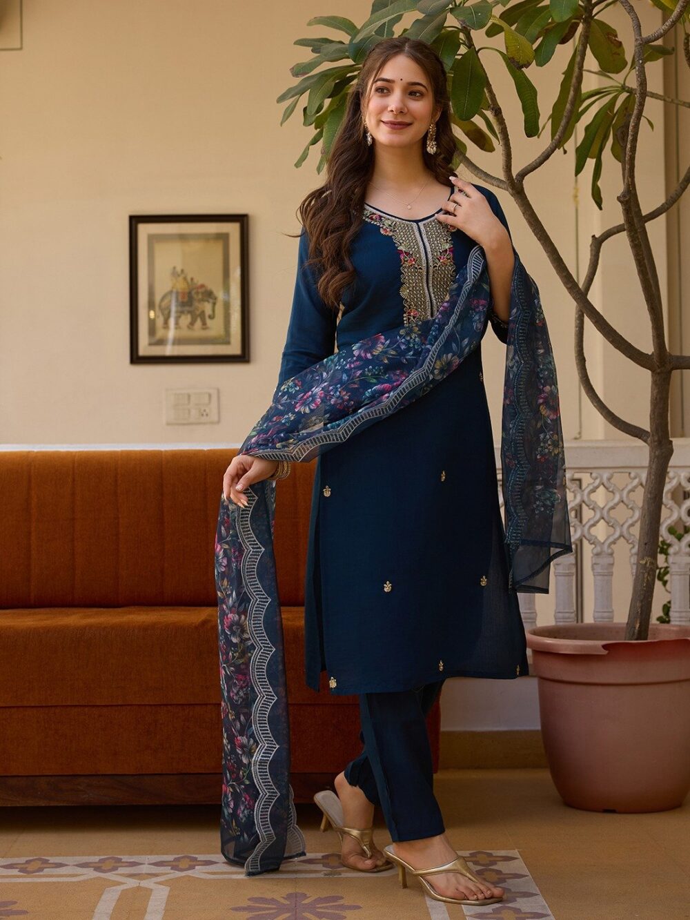 This kurti with pant and dupatta set seems like a stunning and elegant outfit. - Image 7