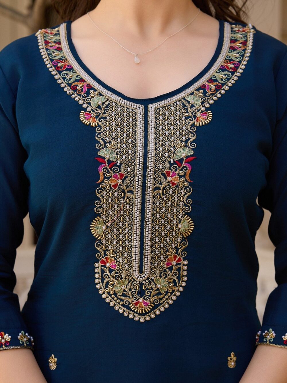 This kurti with pant and dupatta set seems like a stunning and elegant outfit. - Image 9