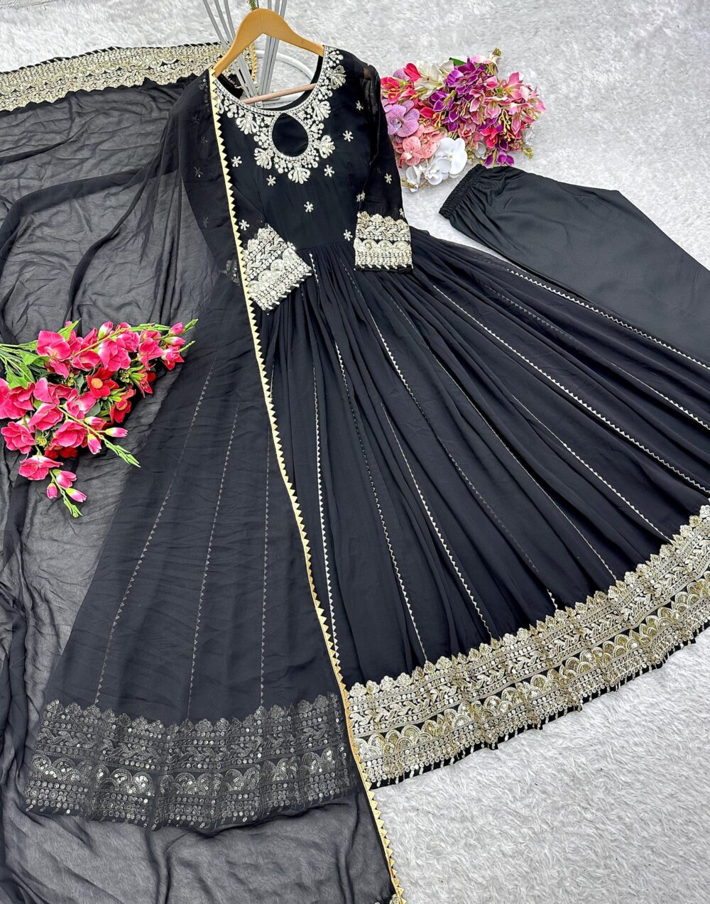This Pure Fox Georgette Gwon Pent and Dupatta Set seems like a stunning and elegant outfit. - Image 6
