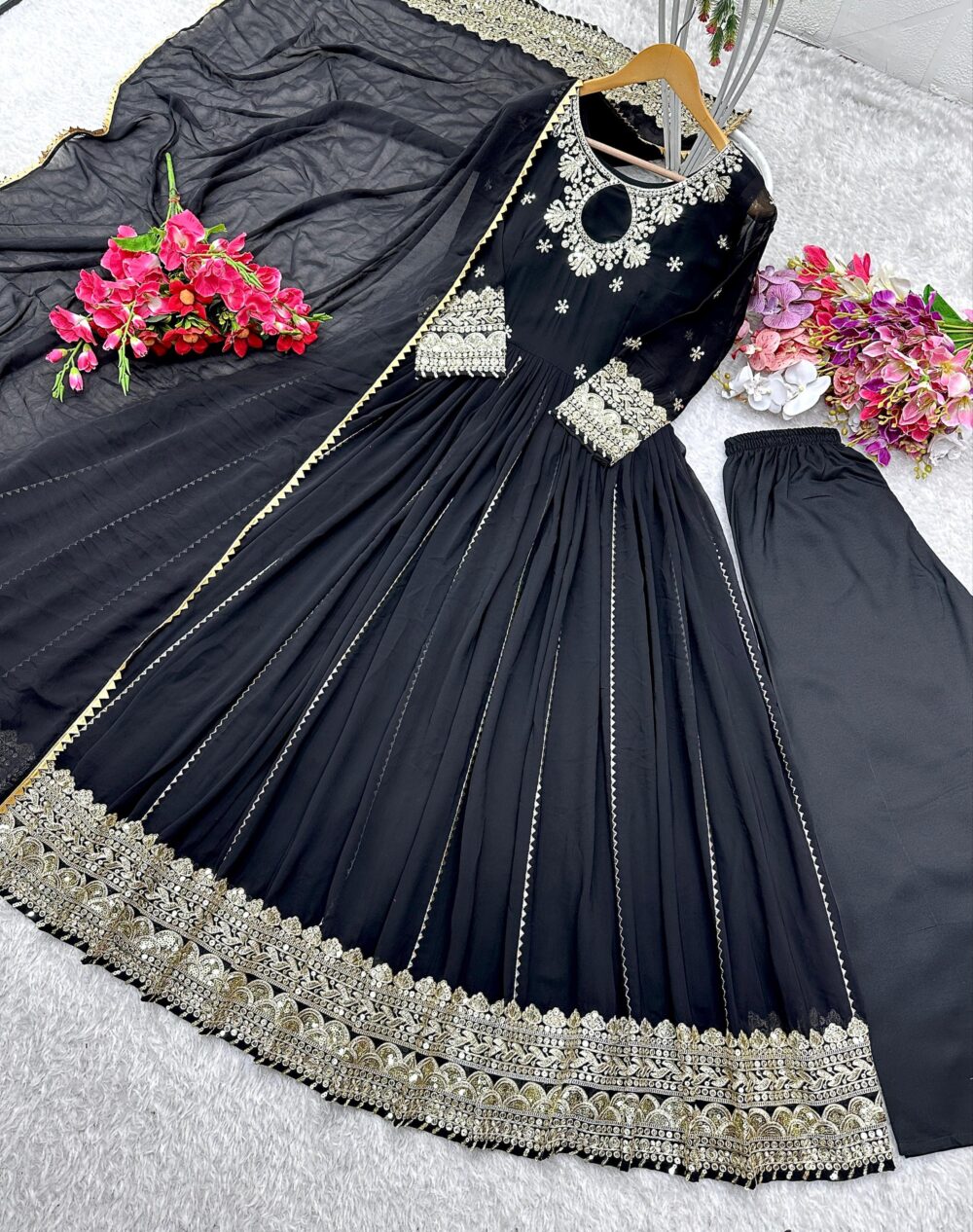 This Pure Fox Georgette Gwon Pent and Dupatta Set seems like a stunning and elegant outfit. - Image 4