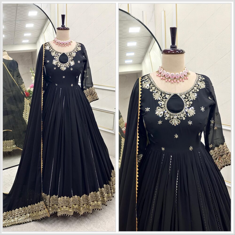 This Pure Fox Georgette Gwon Pent and Dupatta Set seems like a stunning and elegant outfit. - Image 5