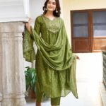 This kurti with pant and dupatta set seems like a stunning addition to any wardrobe.