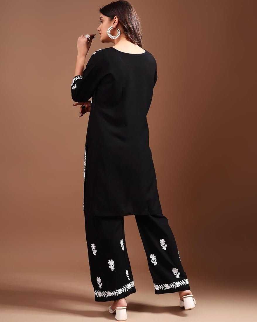 ## ๐ธ Women's Rayon Lucknowi Chikankari Embroidered Kurta Set ๐ธ - Image 5