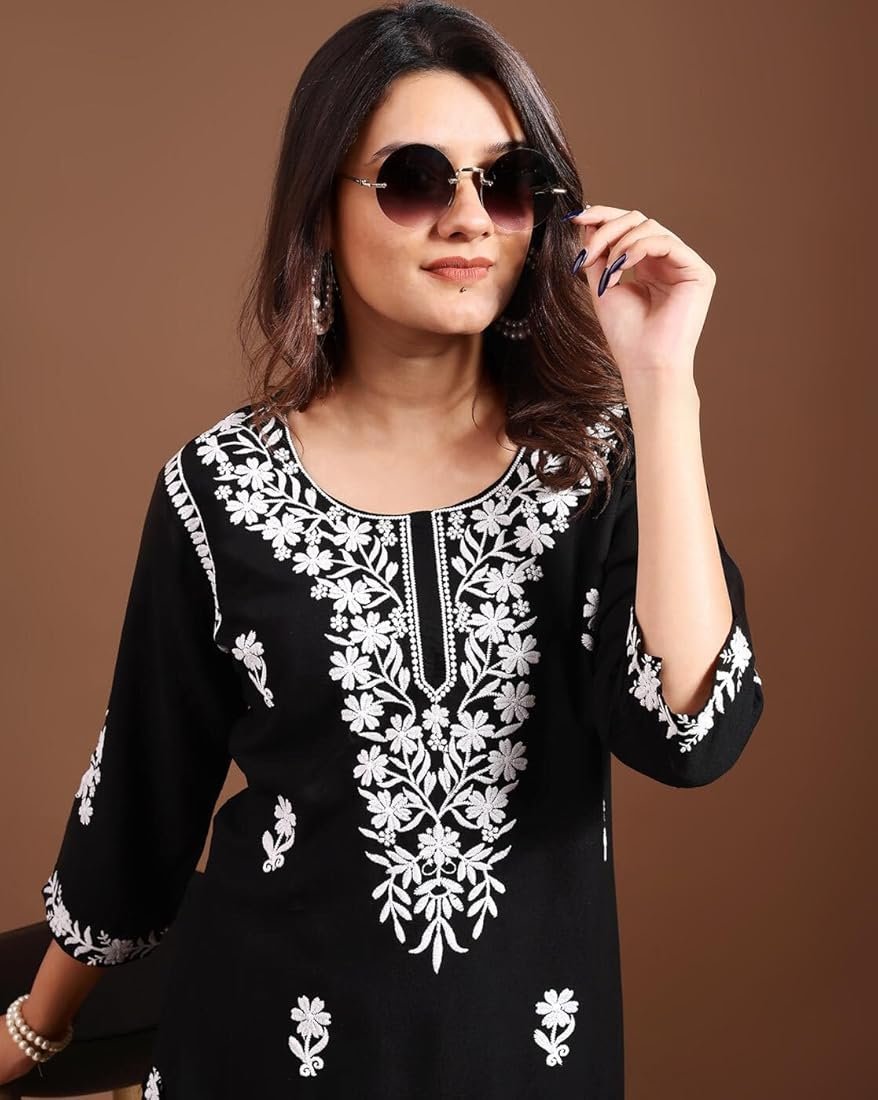 ## ๐ธ Women's Rayon Lucknowi Chikankari Embroidered Kurta Set ๐ธ - Image 2