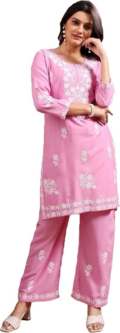 ## ๐ธ Women's Rayon Lucknowi Chikankari Embroidered Kurta Set ๐ธ - Image 16
