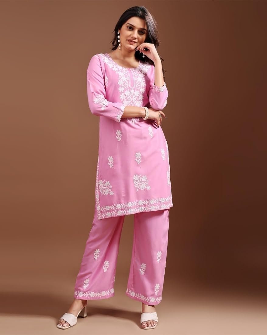 ## ๐ธ Women's Rayon Lucknowi Chikankari Embroidered Kurta Set ๐ธ - Image 7