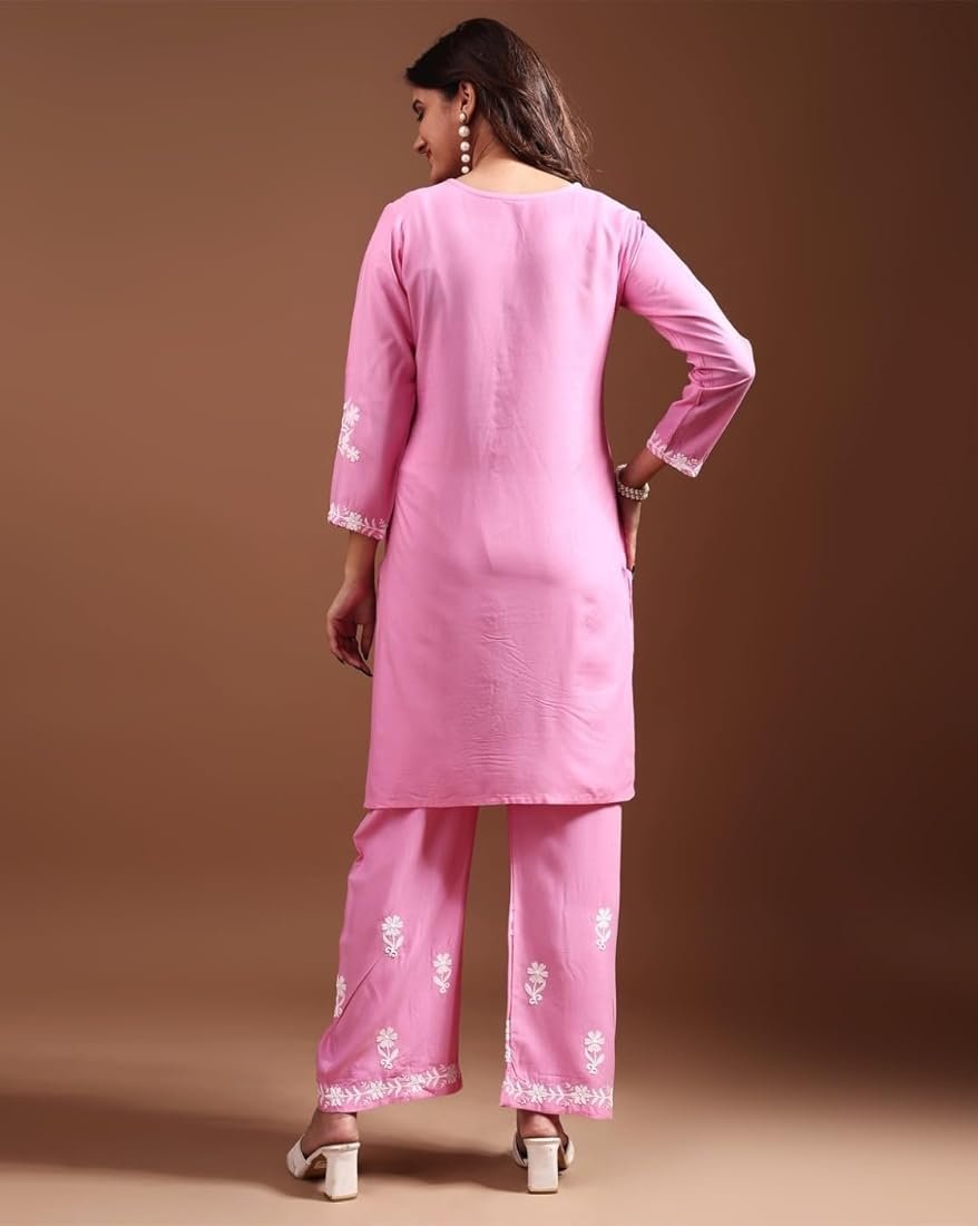 ## ๐ธ Women's Rayon Lucknowi Chikankari Embroidered Kurta Set ๐ธ - Image 10