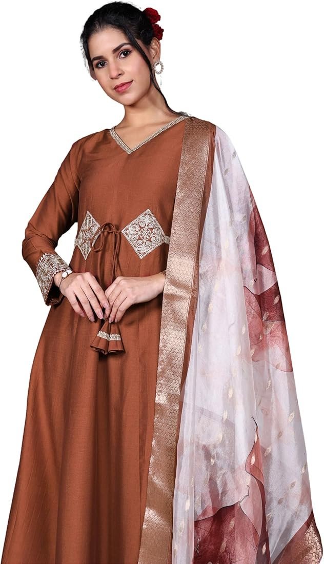 ๐ฎ๐ณโจ INDEPENDENCE DAY SPECIAL โจ๐ฎ๐ณ
Modernfashions.in presents
๐ธ Women's Cotton Silk Embroidered Anarkali Kurta Palazzo with Digital Print Dupatta ๐ธ - Image 7