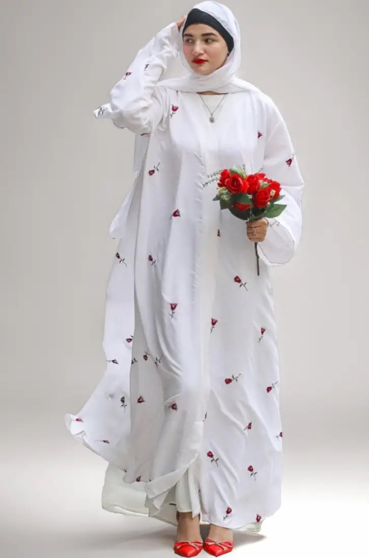 White Embroidered Abaya – Elegant & Stylish Modest Wear for Women